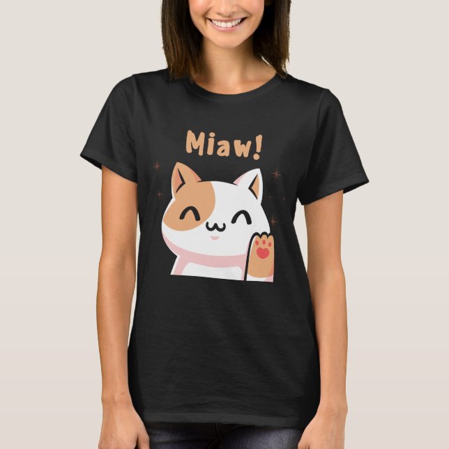 T-shirt Chat Miaw-Kitty-Cute Chat-Funny (Devant)