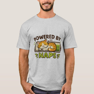 T-shirt Chat Mignon Alimenté par des Siestes Drôle de Chat