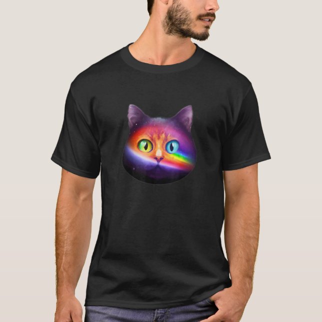 T-shirt Chat mignon arc-en-ciel espace Chat (Devant)