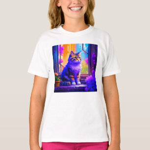 T-shirt Chat mignon assis dans la fenêtre Ai Art