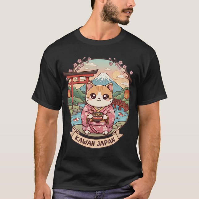 T-shirt Chat Mignon au Japon (Devant)