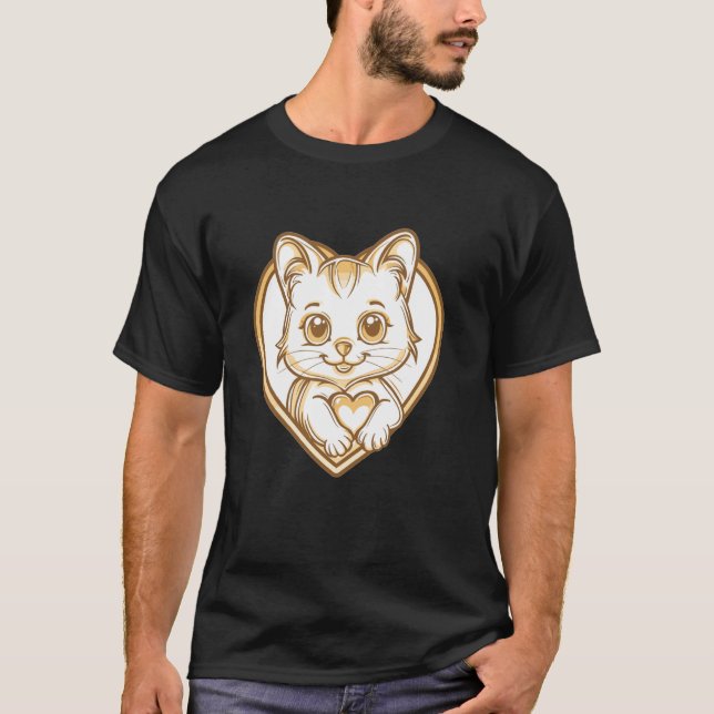 T-shirt Chat Mignon Avec Coeur I Chat 1 (Devant)