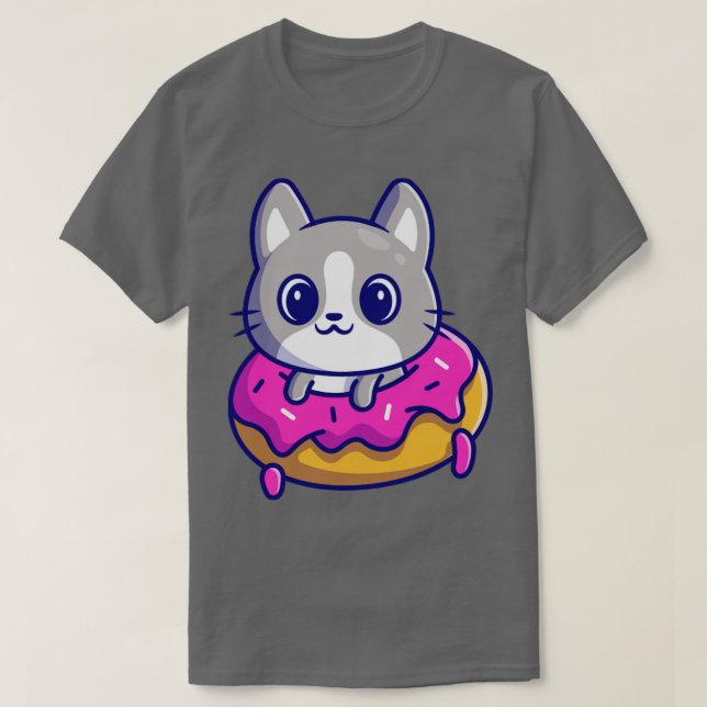 T-shirt Chat mignon avec dessin en noix de Doughnut2 (Design devant)
