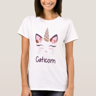 T-shirt Chat mignon avec le klaxon de licorne et le