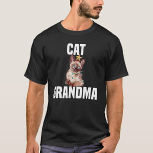 T-shirt Chat mignon avec lumières fées chat grand-mère