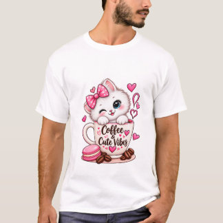 T-shirt chat mignon café