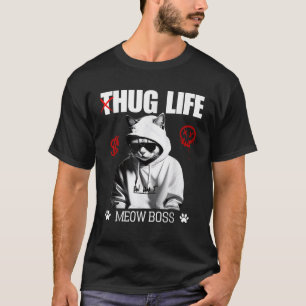T-shirt Chat Mignon Câlin Vie Drôle Thug Gangster Hiphop K
