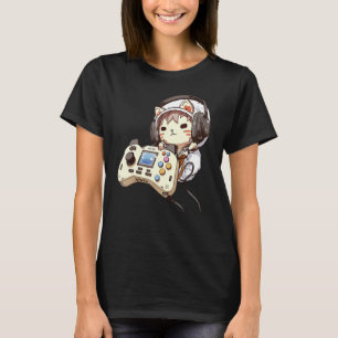T-shirt Chat mignon Casque de jeu drôle manette Kit de jeu