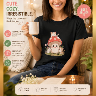 T-shirt Chat Mignon Champignon – Cottagecore Kawai