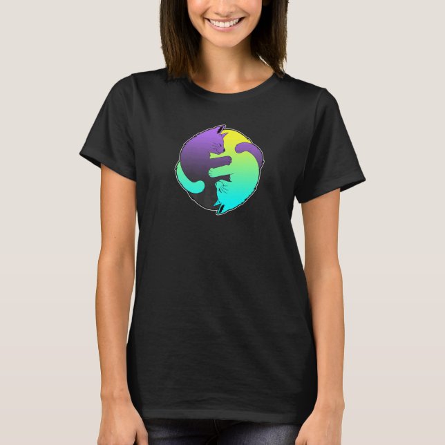T-shirt Chat Mignon Chats Ying Yang Yin Yang  7 (Devant)