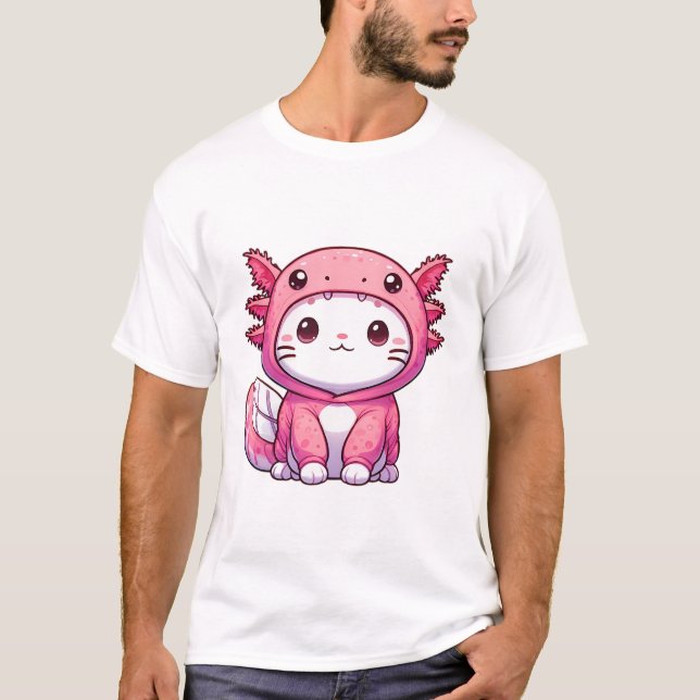 T-shirt Chat mignon dans le costume Axolotl (Devant)