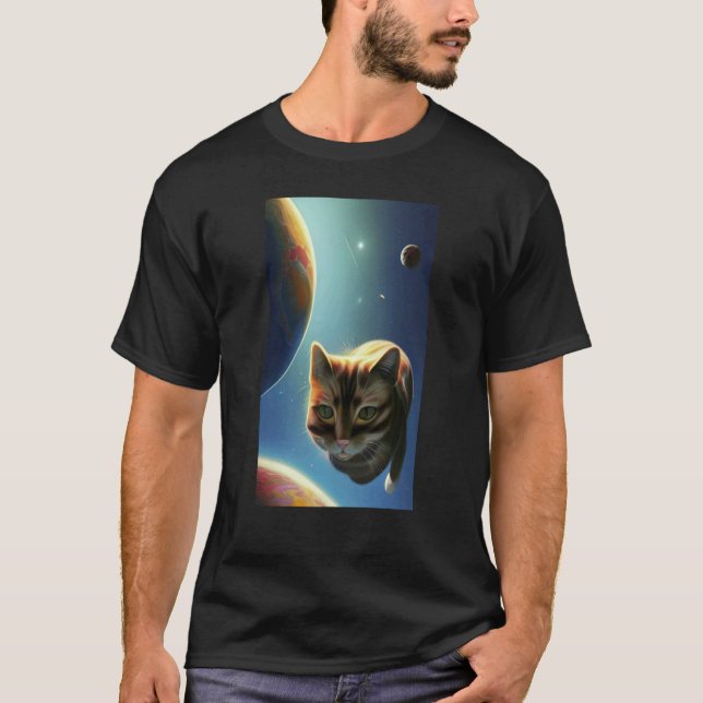 T-shirt Chat Mignon dans l'Espace (Devant)