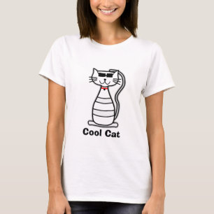 T-shirt Chat mignon de bande dessinée de chat frais avec