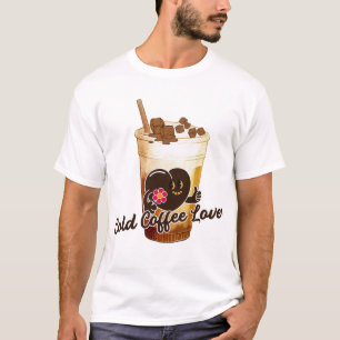 T-shirt Chat Mignon de l'Amour du Café Froid Anime Rétro
