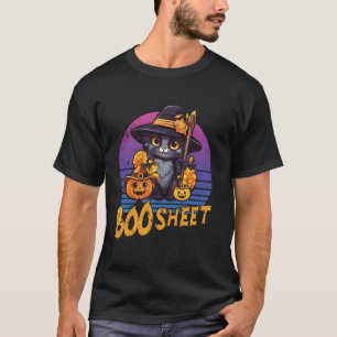 T-shirt Chat mignon drôle célèbre feuille de boo citrouill