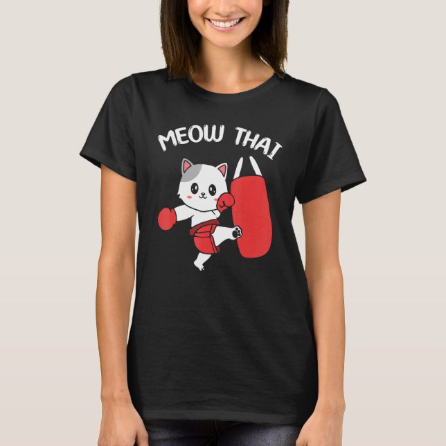 T-shirt Chat mignon drôle de Muay Thai (Devant)