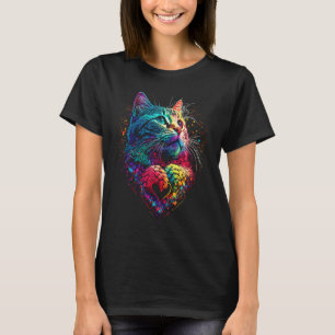 T-shirt Chat mignon et coloré pour femmes, filles, hommes