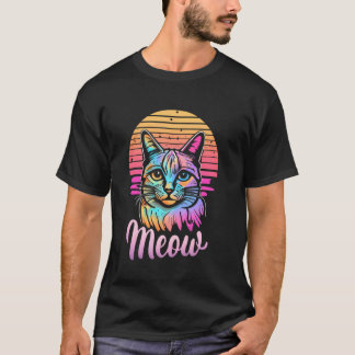 T-shirt Chat mignon et drôle, coucher de soleil