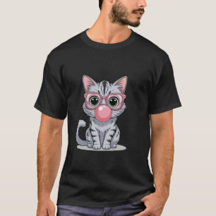 T-shirt Chat mignon et drôle lunettes de soleil roses et s