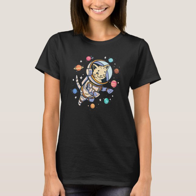 T-shirt Chat mignon flottant dans l'espace - Graphique de  (Devant)