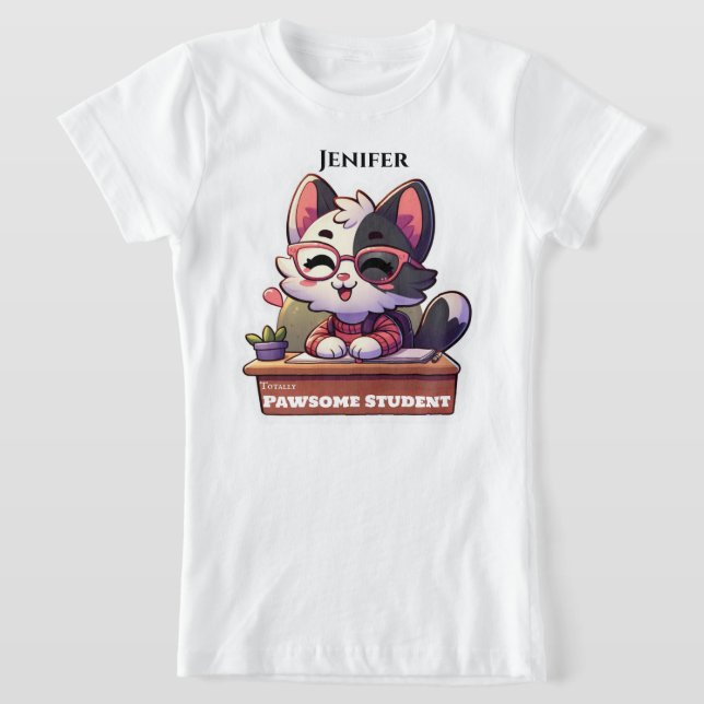 T-Shirt Chat mignon jeu de mots retour à l'école  (Poser)