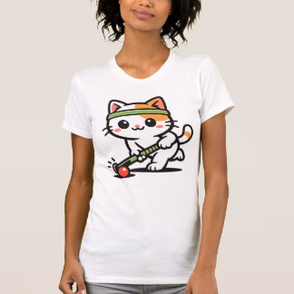 T-shirt Chat Mignon Jouant au Hockey sur Gazon