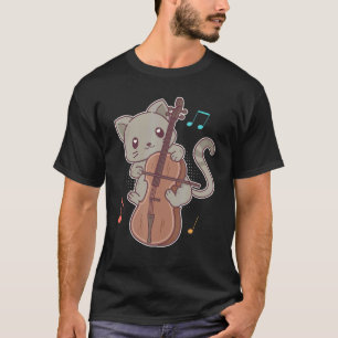 T-shirt Chat Mignon Jouant Du Violoncelle Japonais