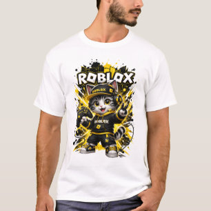 T-shirt chat mignon joueur – Chat noir et jaune de