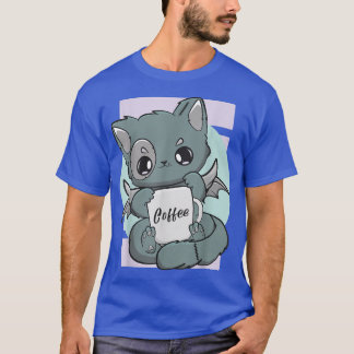 T-shirt Chat mignon Kawaii avec mug à café Moka Barista Ne