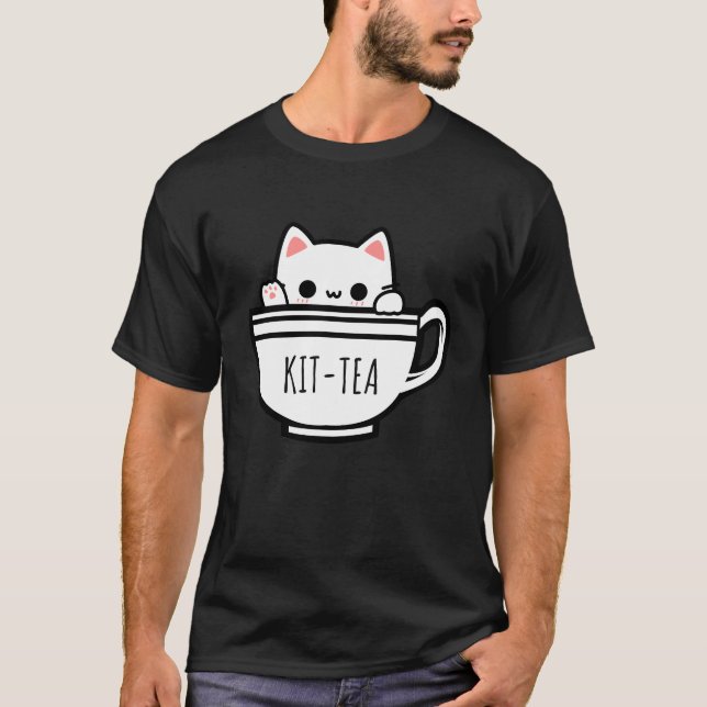 T-shirt Chat mignon Kit Tea Pun Kawaii (Devant)