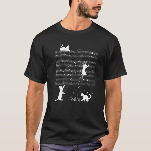 T-shirt Chat Mignon Kitty Jouant Note de Musique Clé de So (Devant)