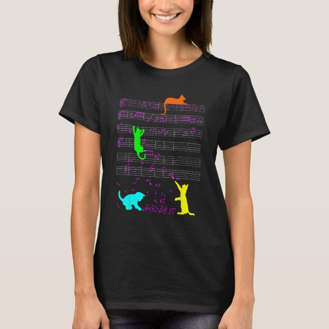 T-shirt Chat Mignon Kitty Notes De Musique Diversité Music (Devant)