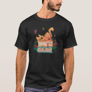 T-shirt Chat Mignon Livre Plante Livre Fleur Chat Chaton