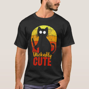 T-shirt Chat mignon méchant avec un couteau Halloween sang