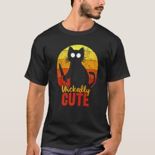 T-shirt Chat mignon méchant avec un couteau Halloween sang