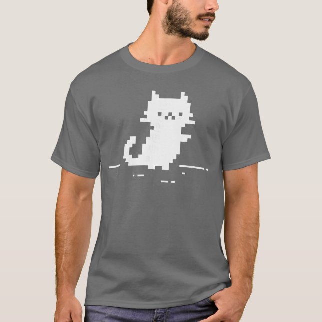 T-shirt Chat Mignon Minimal Art Rétro Nostalgique 8bit Jeu (Devant)