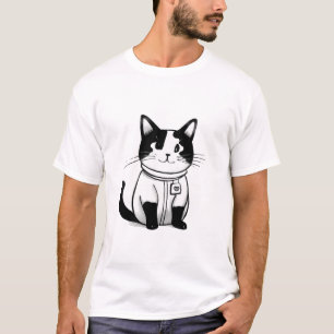 T-shirt chat mignon noir et blanc