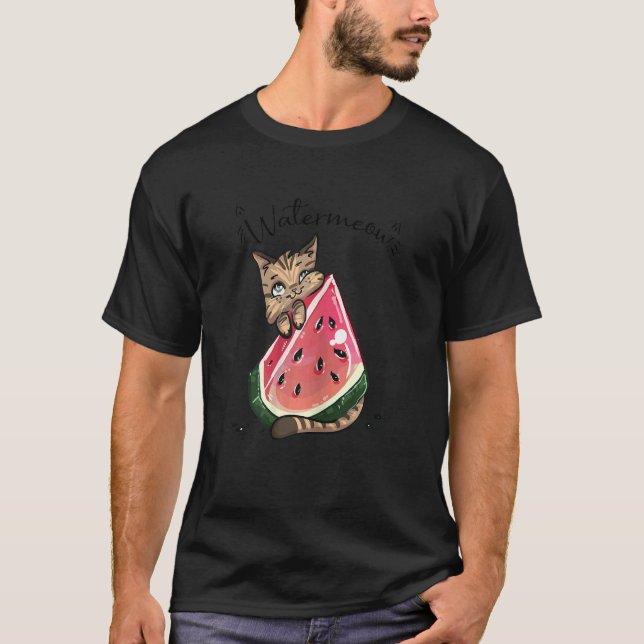 T-shirt Chat Mignon Pastèque Watermeow Fruit  Chat (Devant)