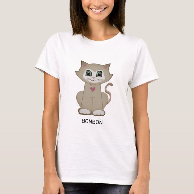 T-Shirt Chat Mignon Personnalisé (Devant)