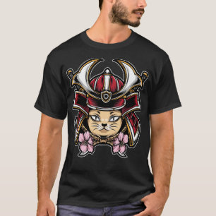 T-shirt Chat mignon porter casque samouraï