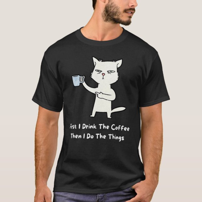 T-shirt Chat mignon pour chaton Chat boit du café (Devant)
