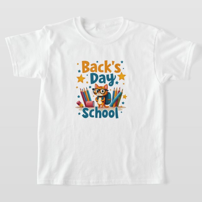 T-shirt chat mignon retour à l'école (Poser)