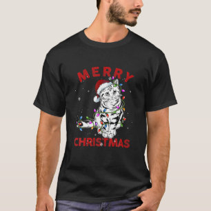 T-shirt Chat mignon Santa Chapeau lumières de Noël Drôle C