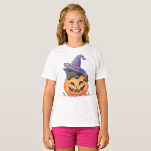 T-shirt Chat mignon sur une chemise de Halloween de