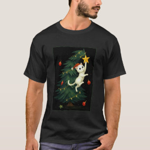 T-shirt Chat Mignon Tombe Arbre de Noël Chaton Drôle Noël