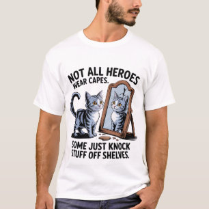T-shirt Chat mignon "Tous les héros" Miroir cassé drôle 🐈
