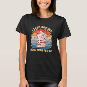 T-shirt Chat Mignon Vintage J'Aime Lire Des Livres Plus Qu