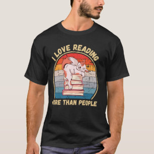 T-shirt Chat Mignon Vintage J'Aime Lire Des Livres Plus Qu