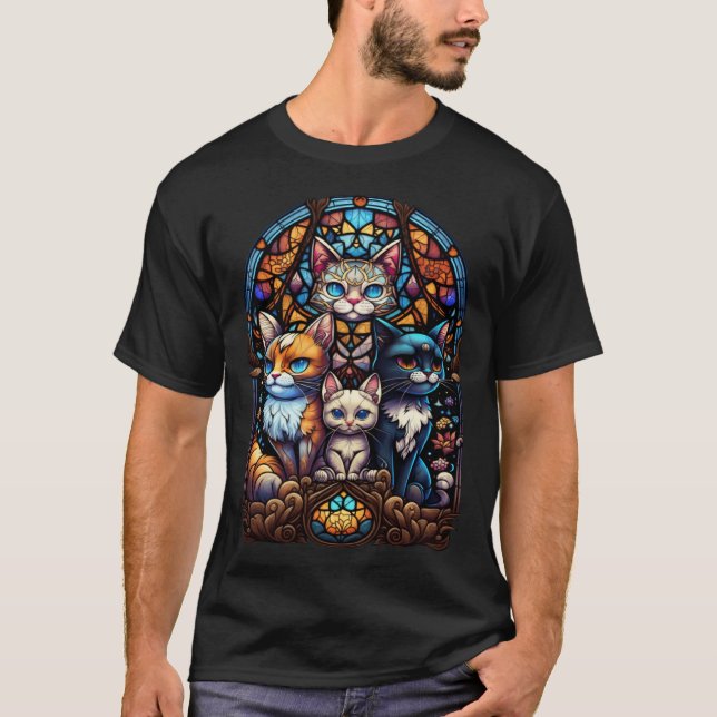T-shirt Chat Mignon Vitrail Chat (Devant)