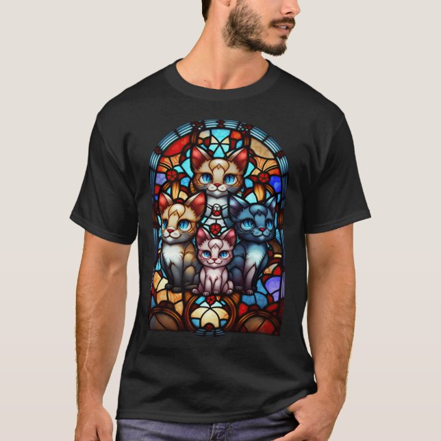 T-shirt Chat Mignon Vitrail Chat (Devant)